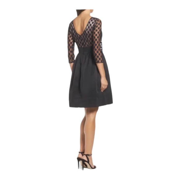 LBD by ElizaJ Dress with Polka dots Sheer Arms Size 6 - Picture 2 of 11